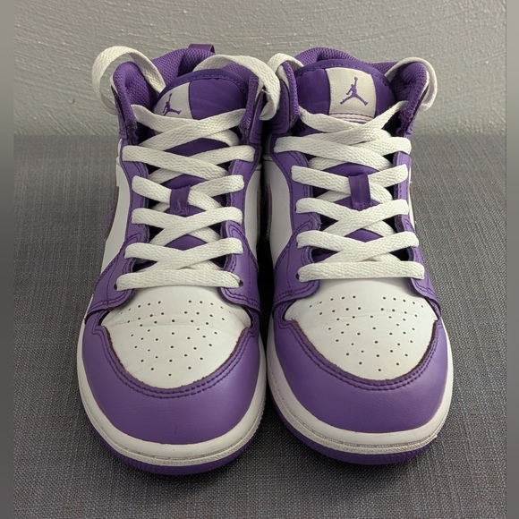 Nike Air Jordan 1 Mid Purple Venom, size 3Y - Picture 2 of 7